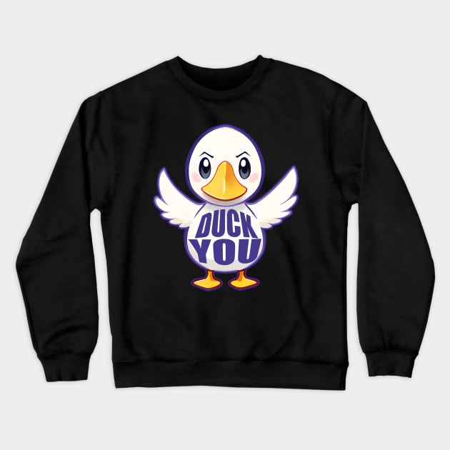 Cute Cartoon Duck Crewneck Sweatshirt by PorinArt